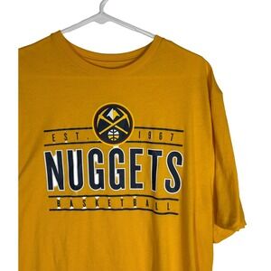 NBA Denver Nuggets Basketball Graphic Tee Shirt Mens Large Yellow Est 1967